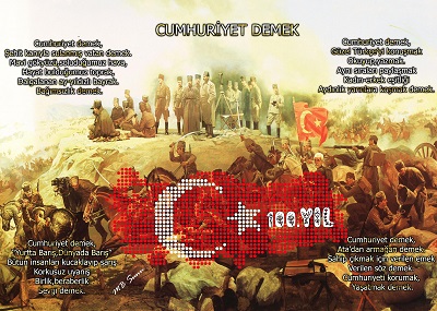 Cumhuriyet Bayramı Panosu Posteri - Cumhuriyet Demek - 70x50 (100. Yıl)