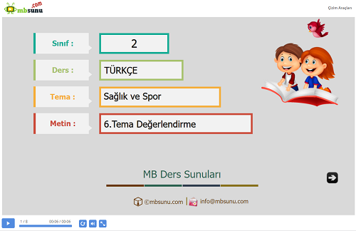 2.Sınıf Türkçe 6. Tema Değerlendirme Sunusu