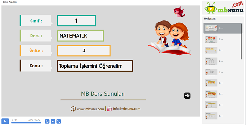 1.Sınıf Matematik Toplama İşlemini Öğrenelim Sunusu