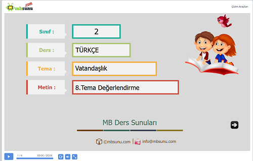 2.Sınıf Türkçe 8. Tema Değerlendirme Sunusu