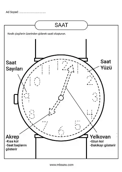 1. Sınıf Matematik - Saat Oluşturuyorum Etkinliği