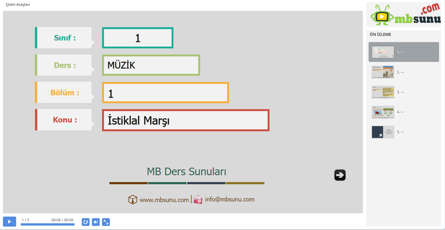 1.Sınıf Müzik İstiklal Marşı Sunusu