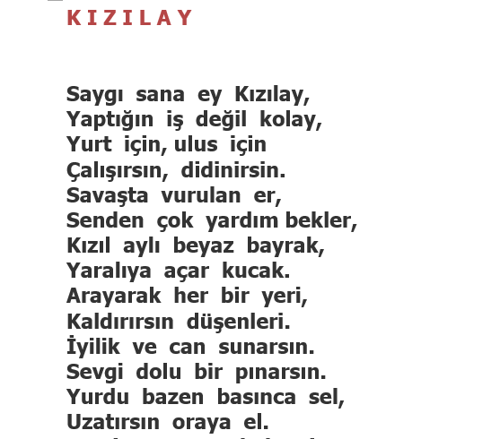 Kızılay Haftası İle İlgili Şiirler