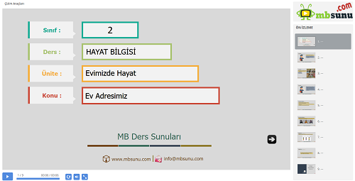 2.Sınıf Hayat Bilgisi Ev Adresimiz Sunusu