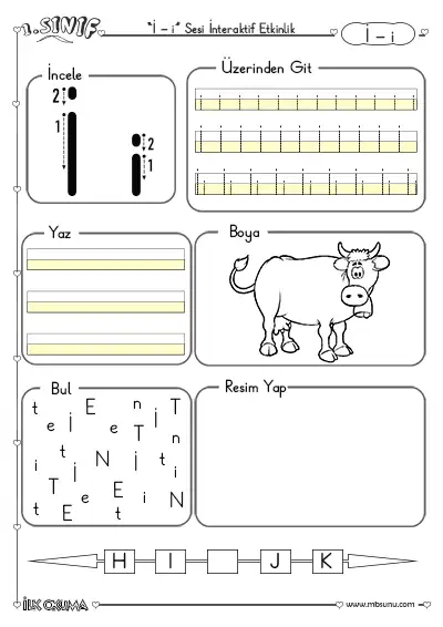 1. Sınıf İ Sesi İnteraktif Etkinlik