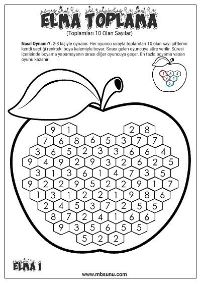 Toplamları 10 Olan Sayılarla Elma Toplama Oyunu