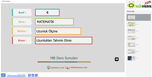 4.Sınıf Matematik Uzunlukları Tahmin Etme Sunusu