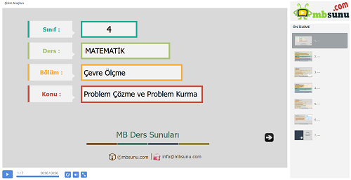 4.Sınıf Matematik Çevre Ölçme Problem Çözme Sunusu