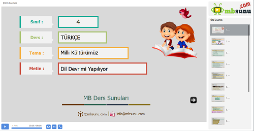 4.Sınıf Türkçe Dil Devrimi Yapılıyor Metni Sunusu