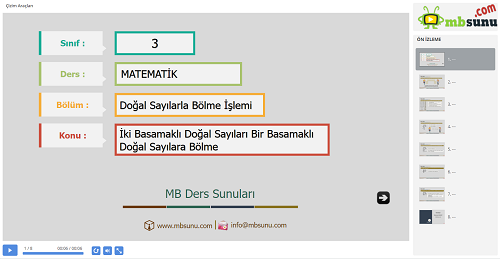 3.Sınıf Matematik Bölme İşlemi Sunusu