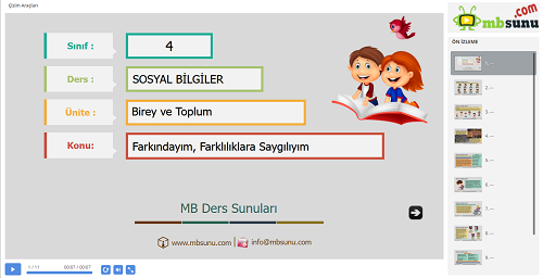 4.Sınıf Sosyal Bilgiler Farkındayım, Farklılıklara Saygılıyım Sunusu