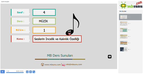 4.Sınıf Müzik Seslerin İncelik ve Kalınlık Özelliği Sunusu