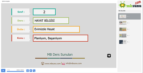 2.Sınıf Hayat Bilgisi Planlıyım, Başarılıyım Sunusu