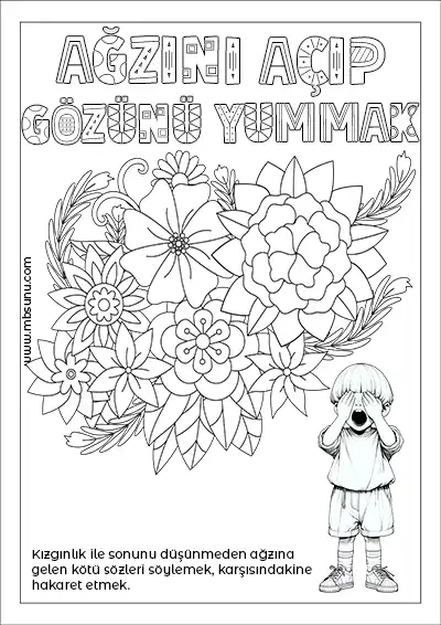 Desenli Deyim Boyama - Ağzını Açıp Gözünü Yummak