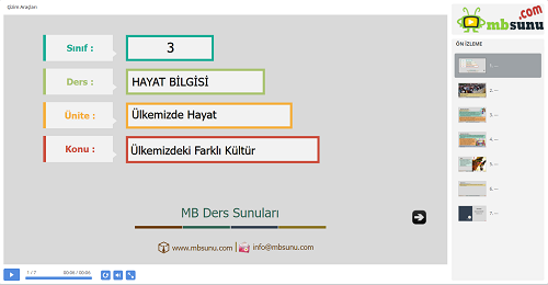 3.Sınıf Hayat Bilgisi Ülkemizdeki Farklı Kültür Sunusu