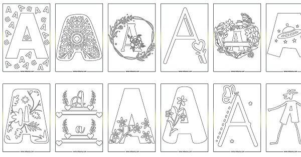 Desenli A Harfi Boyama Sayfaları