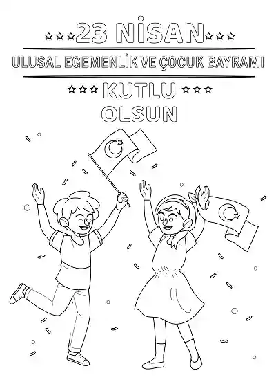 23 Nisan Kutlu Olsun Boyama Sayfası