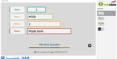 1.Sınıf Müzik - Müzik Sınıfı Sunusu