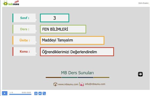 3.Sınıf Fen Bilimleri 4. Ünite Öğrendiklerimizi Değerlendirelim Sunusu