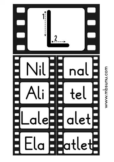 1. Sınıf Fotoğraf Makinesi ve Film Şeridinde L Sesi Hece, Sözcük Okuma Etkinliği