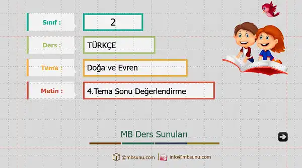 2. Sınıf Türkçe 4. Tema Değerlendirme Sunusu (MEB)