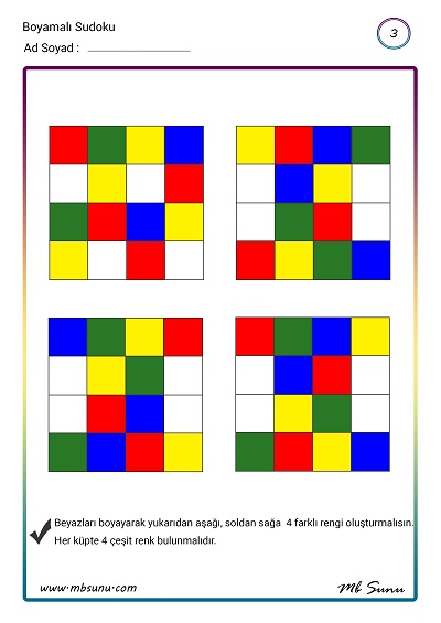 Boyamalı Sudoku 3