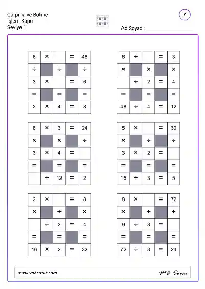 Çarpma ve Bölme İşlem Küpü - Seviye 1