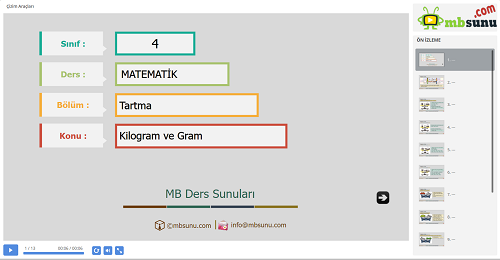 4.Sınıf Matematik Kilogram ve Gram Sunusu