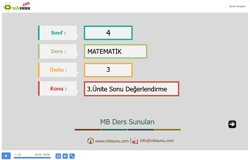 4.Sınıf Matematik 3. Ünite Sonu Değerlendirme Sunusu