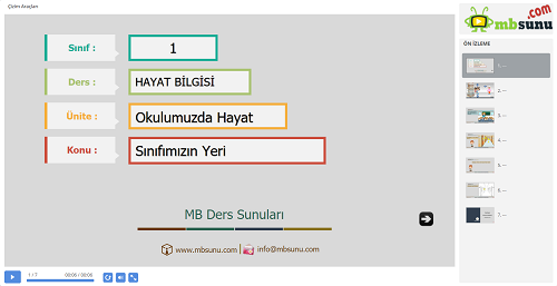 1.Sınıf Hayat Bilgisi Sınıfımızın Yeri Sunusu