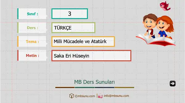 3. Sınıf Türkçe - Saka Eri Hüseyin Metni Sunusu