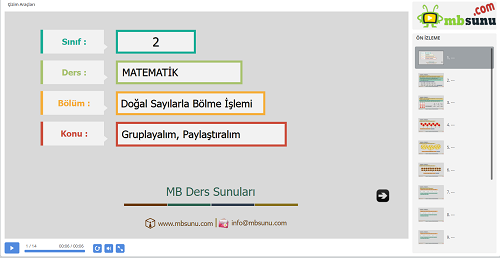 2.Sınıf Matematik Gruplayalım, Paylaştıralım Sunusu