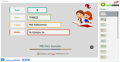 4.Sınıf Türkçe Ye Kürküm Ye Metni Sunusu