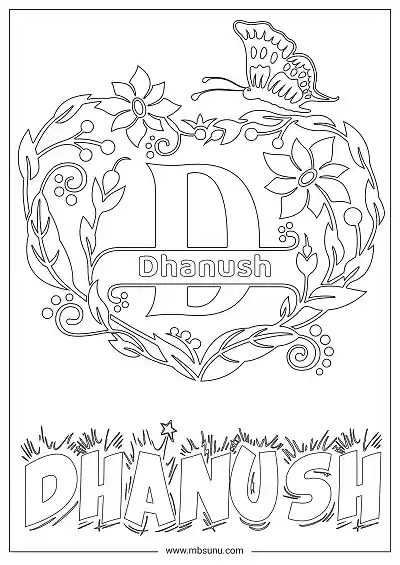Coloring Page For Name - Dhanush