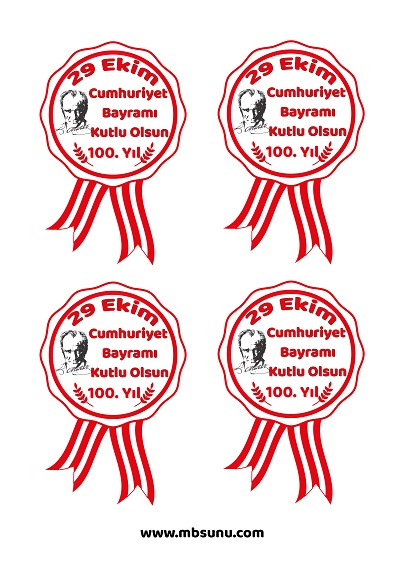Cumhuriyet Bayramı için Atatürklü Rozet  (100. Yıl)