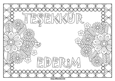 Desenli Değerler Boyama - Teşekkür Ederim