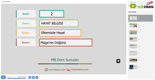 2.Sınıf Hayat Bilgisi Müge'nin Düğünü Sunusu