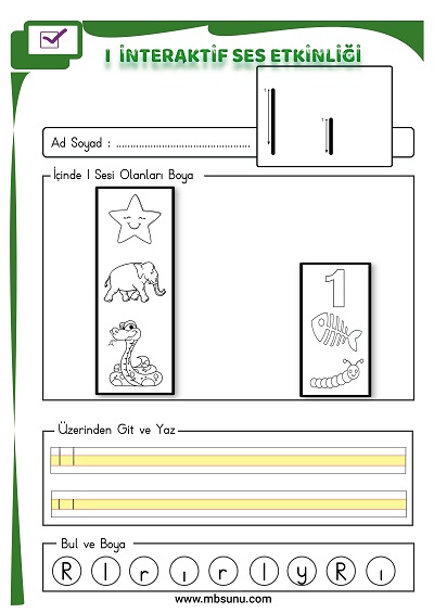 1. Sınıf İlk Okuma İnteraktif I Sesi Etkinliği 2