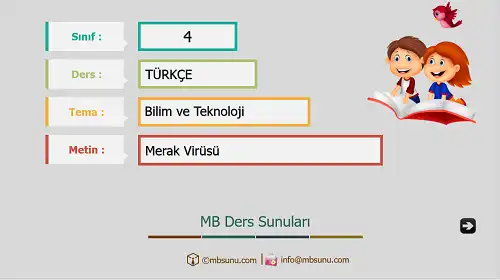 4. Sınıf Türkçe - Etkinlik ve Cevaplarıyla Merak Virüsü Ders Sunusu