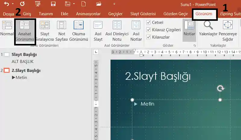 Powerpoint Anahat Görünümünü Seçme