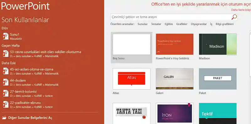 PowerPoint 2016 Sunum Galerisi