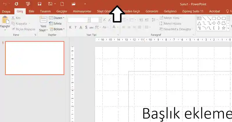 Powerpoint Varsayılan Arayüz Rengi (Şerit Üstü) 