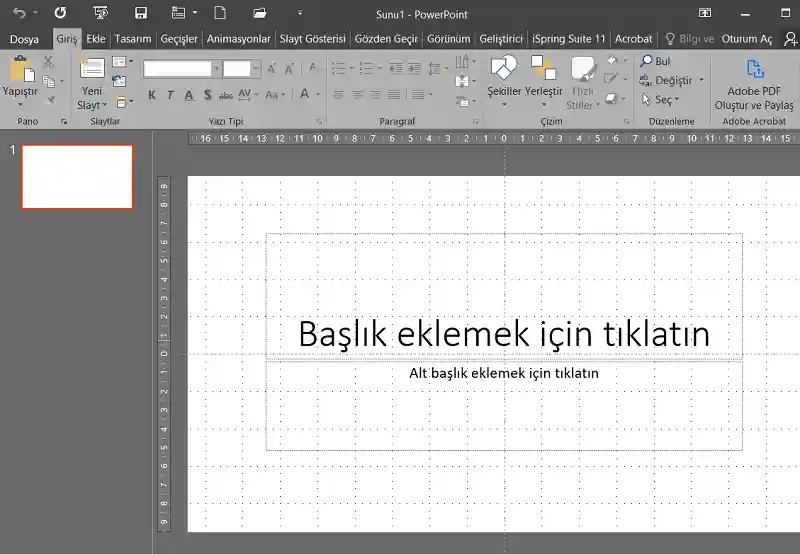 Powerpointin Koyu Gri Seçilmiş Arayüzü