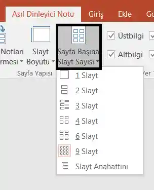 Sayfa Başına Slayt Sayısı