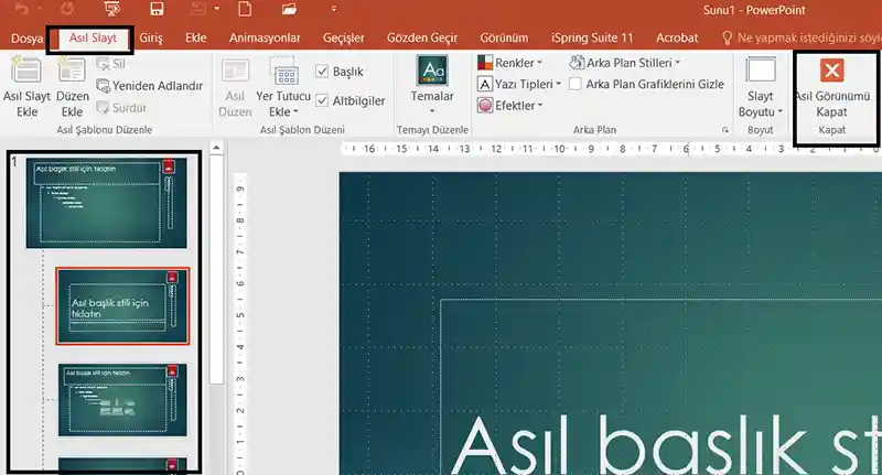 Powerpoint Asıl Slayt Görünümü