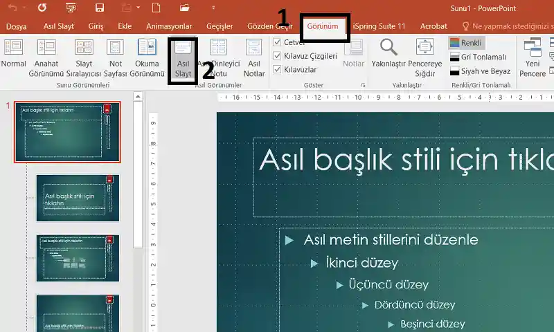 Powerpoint Asıl Slayt Görünümünü Seçme