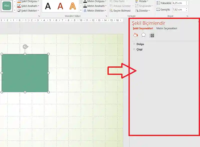Powerpoint Biçimlendirme Görev Paneli