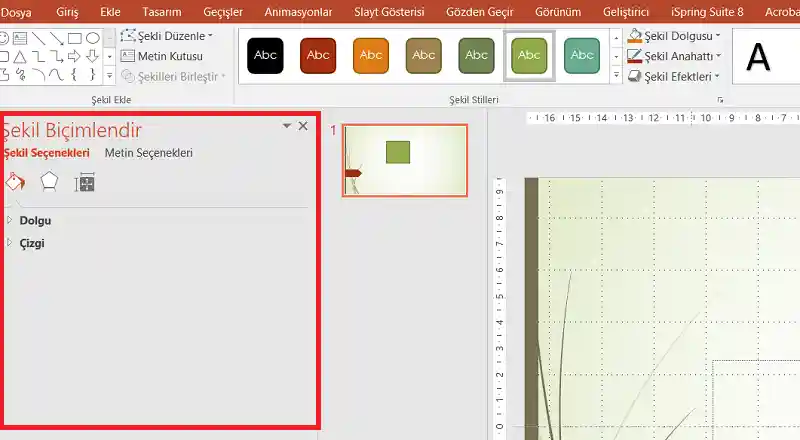Powerpoint Biçimlendirme Görev Panelininin Sol Tarafa Taşınması