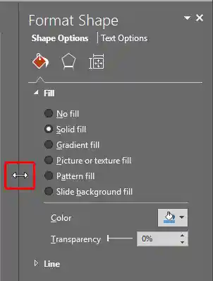 Powerpoint Biçimlendirme Görev Panelininin Boyutunu Değiştirme
