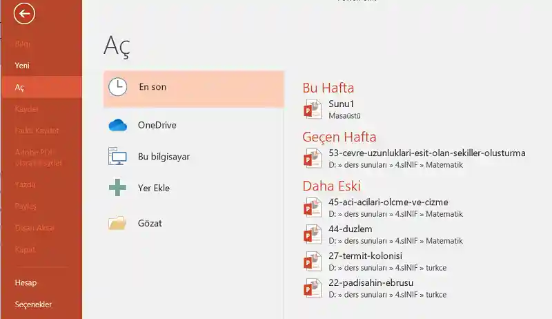 Arka Plan Görünümünde Aç Paneli